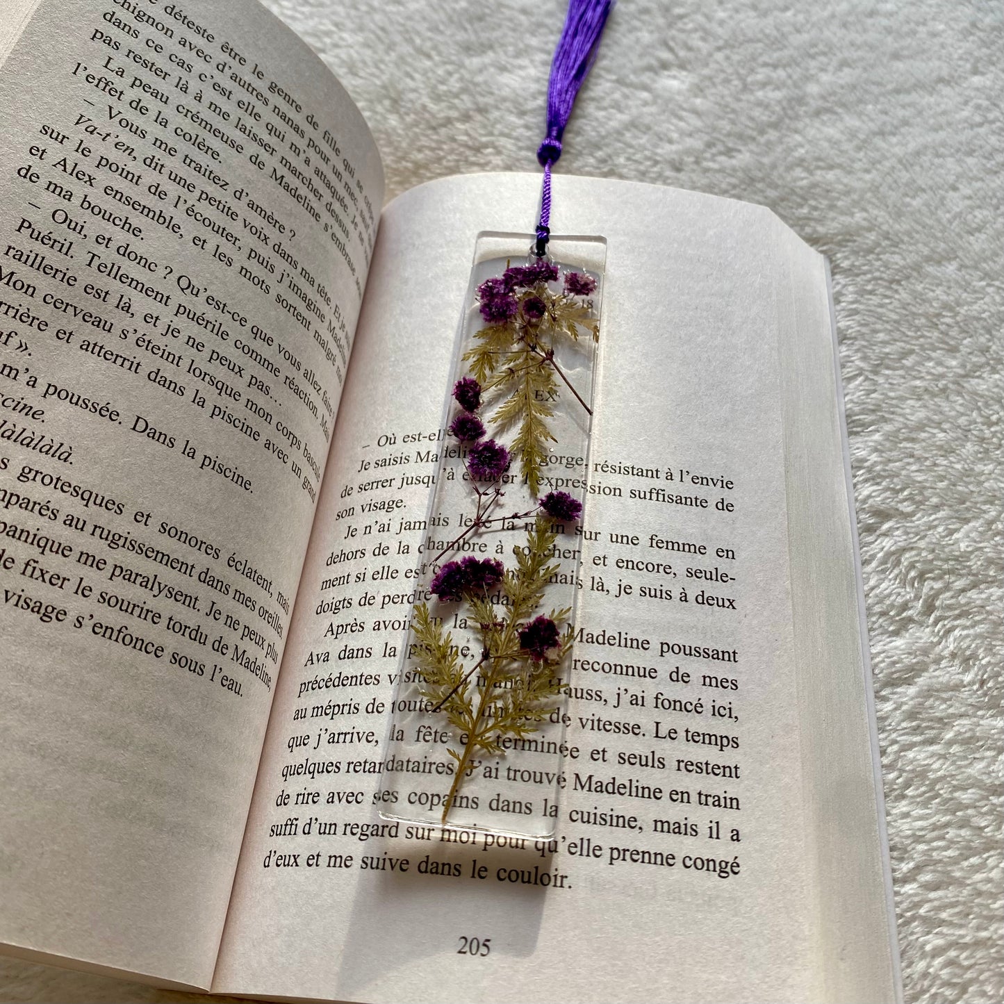 Marque page (rectangulaire - épais) - Fleurs violettes