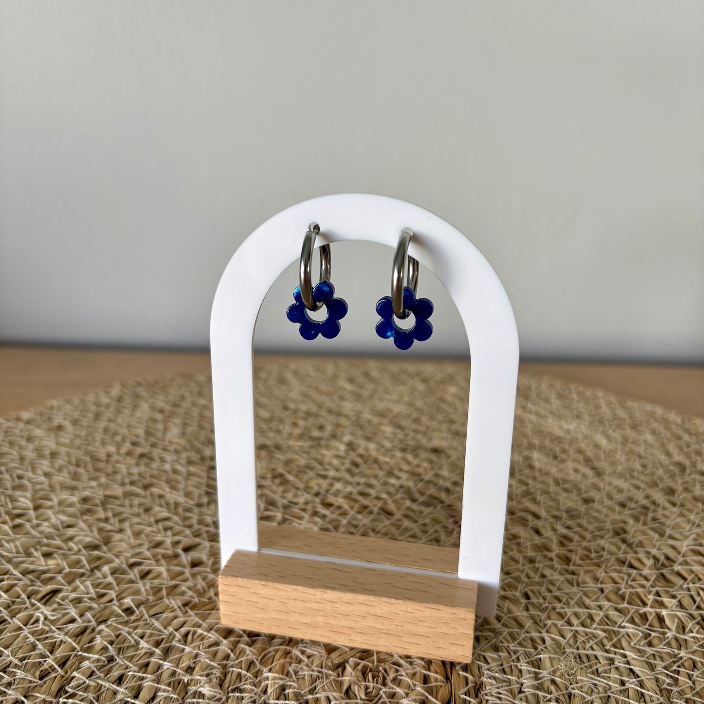Boucles d’oreilles Minis Pivoines - Bleu roi
