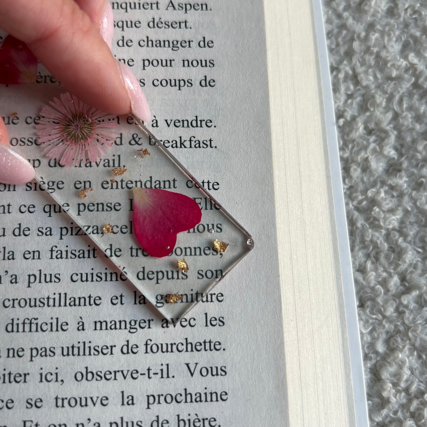 Marque page (mini) - Pétales roses