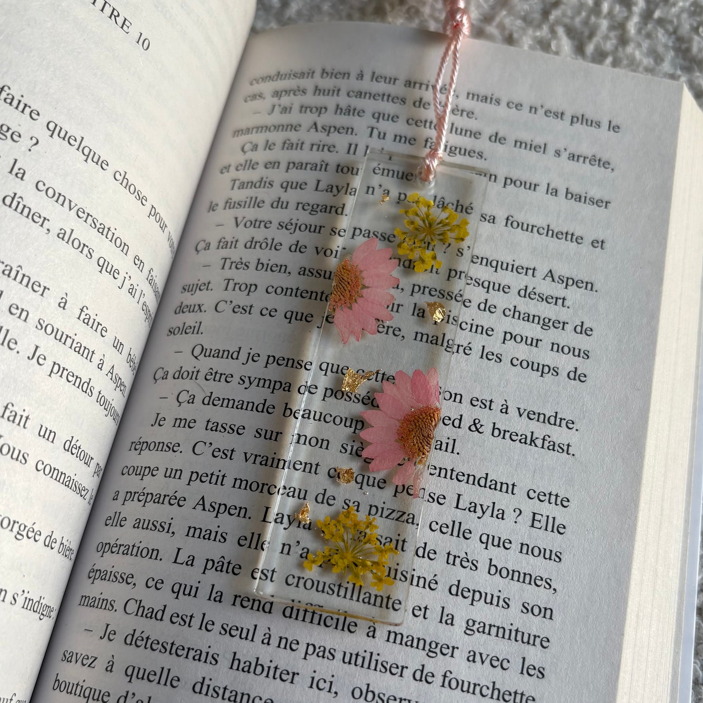 Marque page (mini) - Fleurs rose et jaune