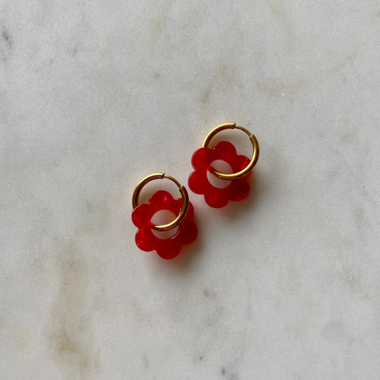 Boucles d’oreilles Pivoine - Rouges