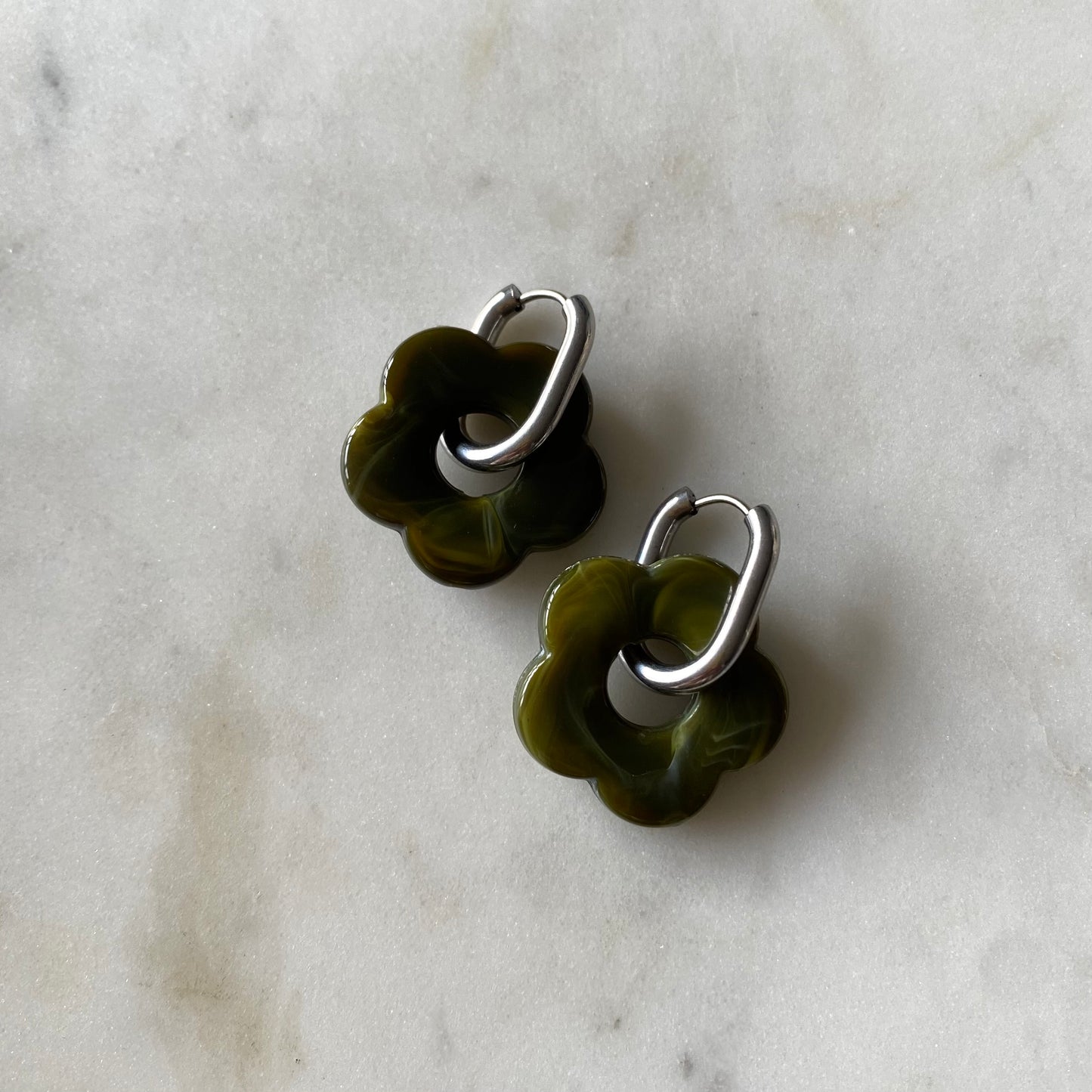 Boucles d’oreilles Rosa - Vert olive