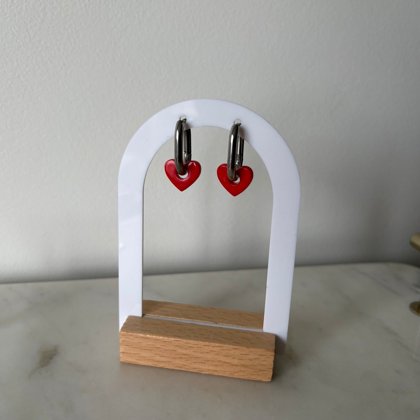 Boucles d’oreilles - Petits cœurs rouge passion