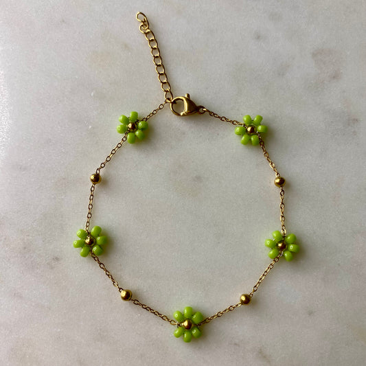 Bracelet Marguerite - Vert anis