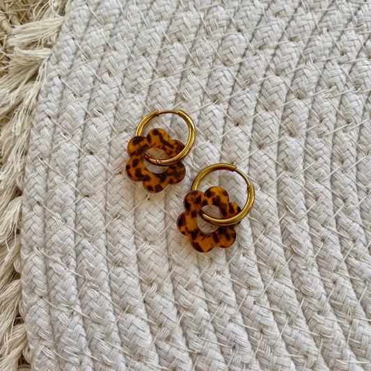 Boucles d’oreilles Pivoine - Terrazzo marron