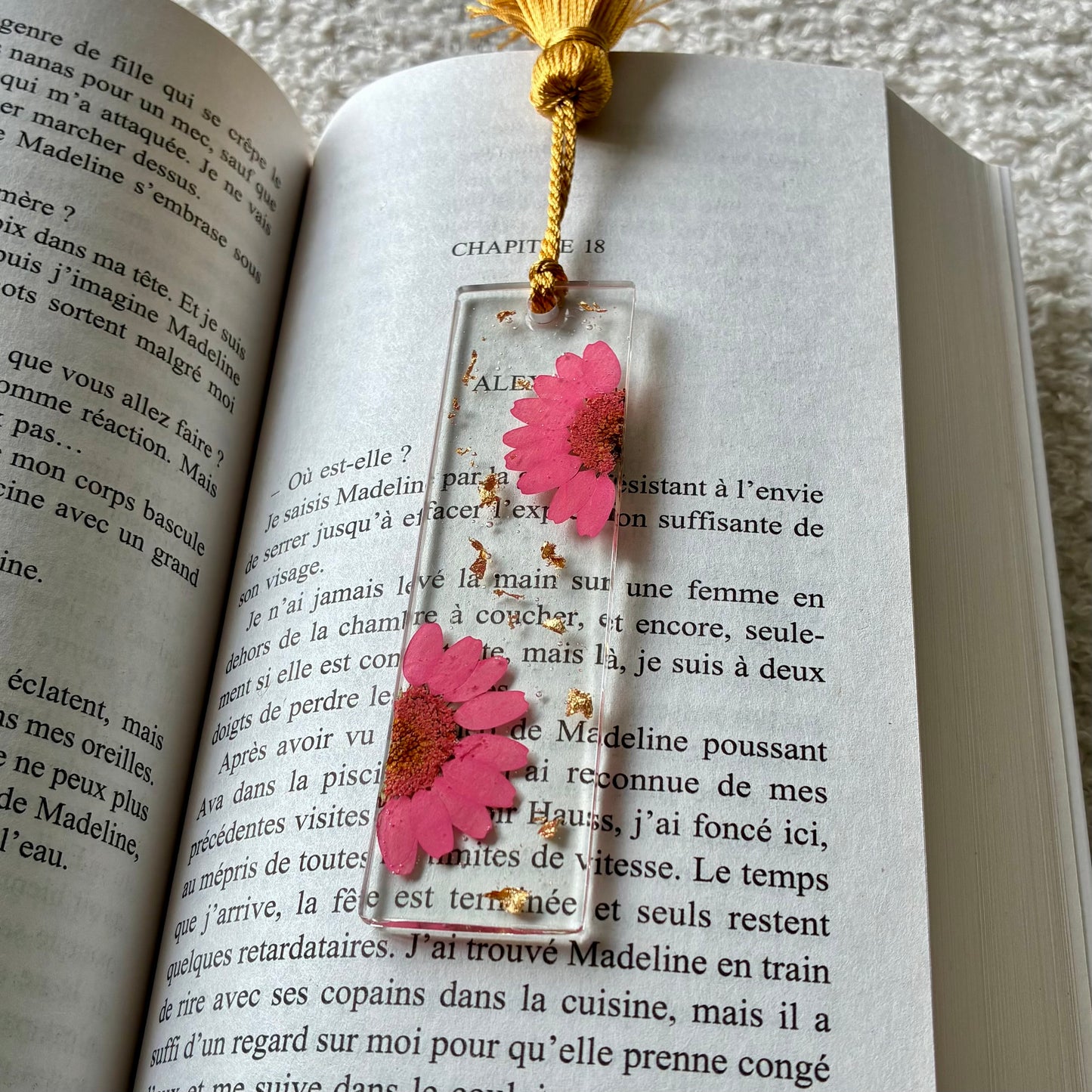 Marque page (mini) - Marguerites roses