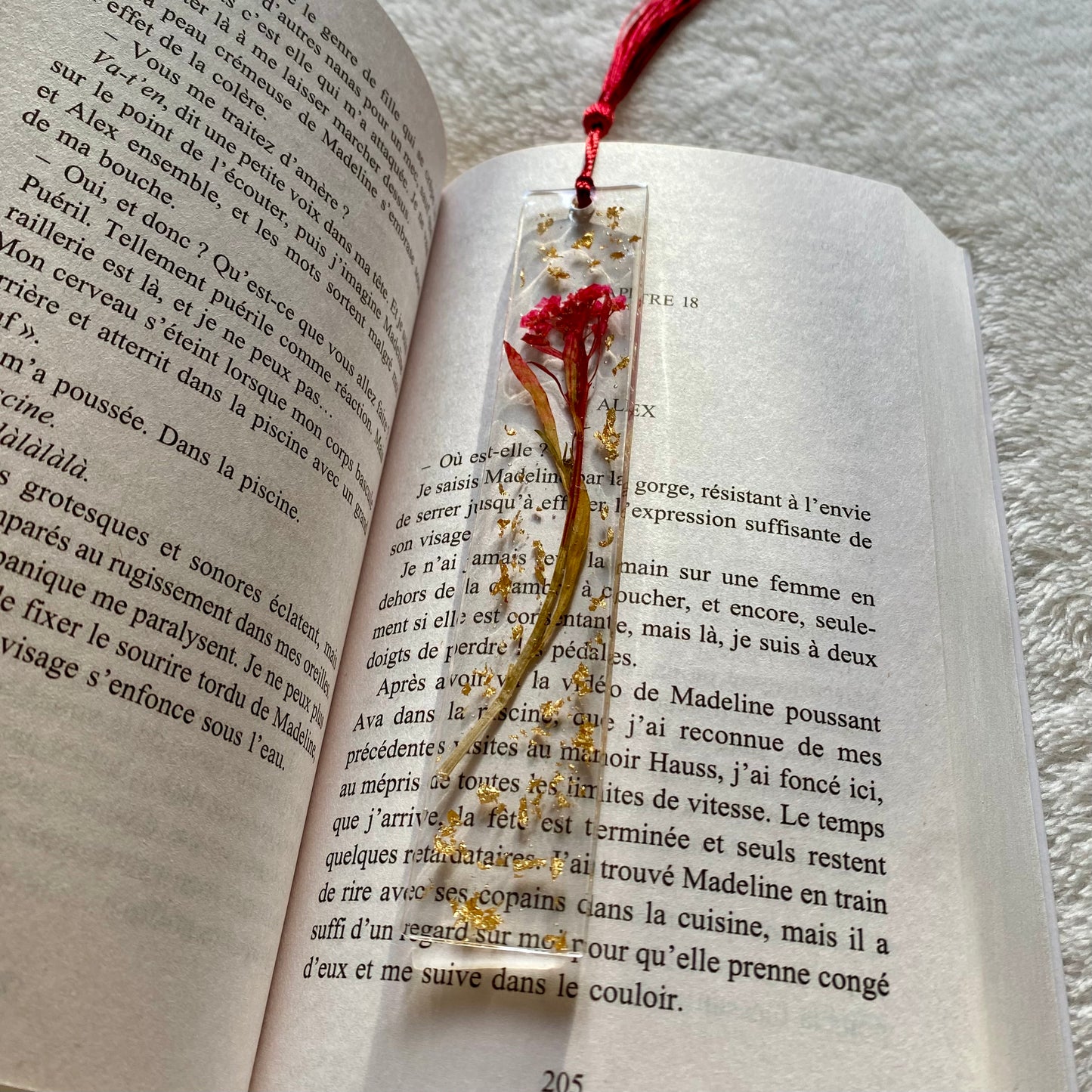 Marque page (rectangulaire - fin) - Bouquet rouge