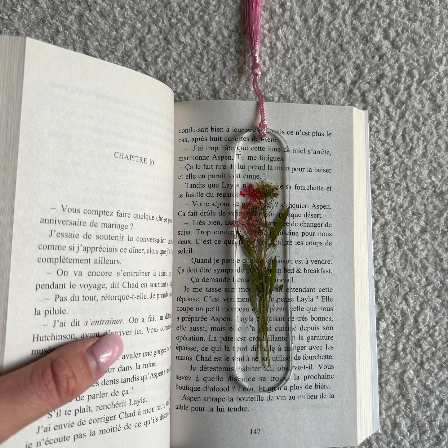 Marque page (arrondi - épais) - Bouquet rose