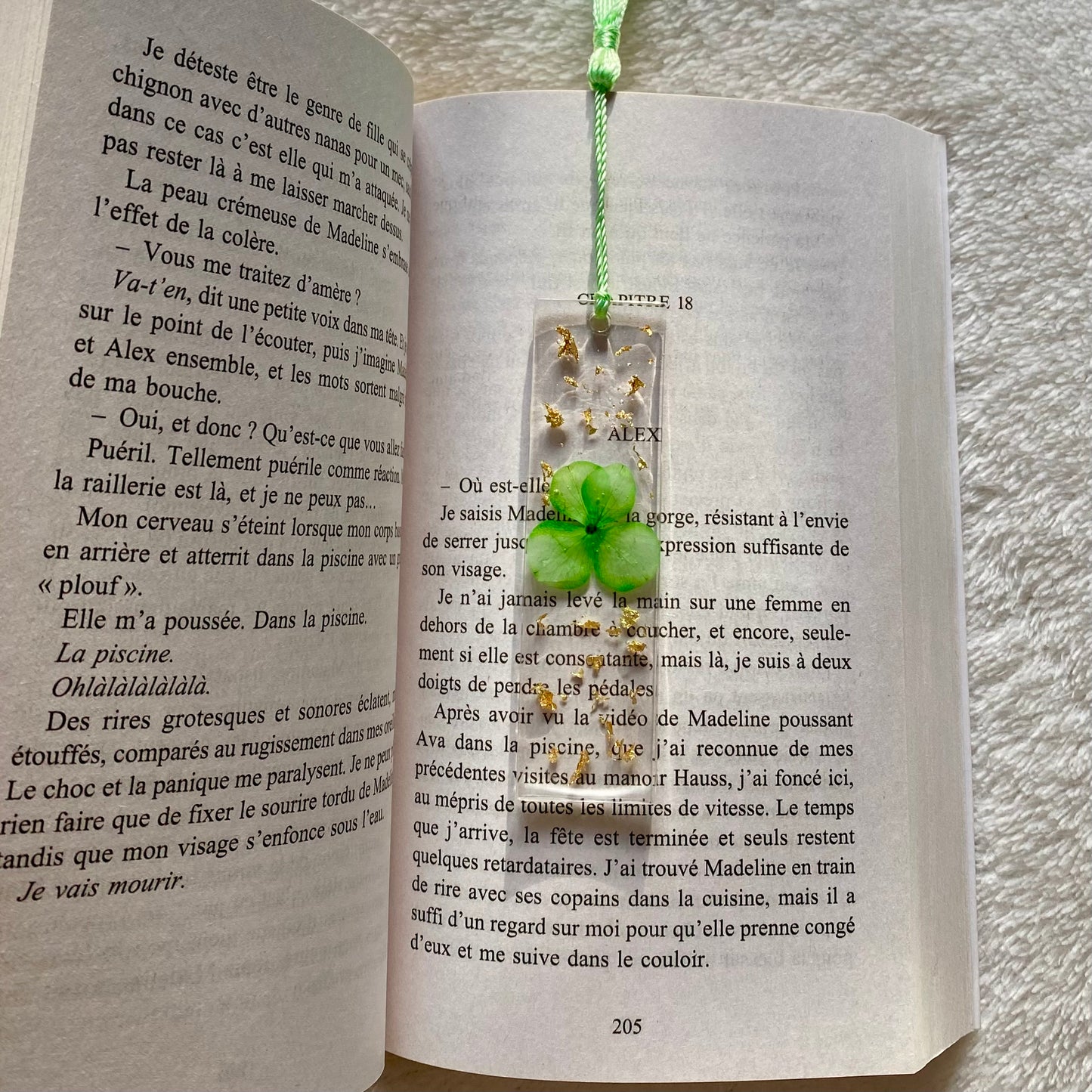 Marque page (mini) - Fleur verte