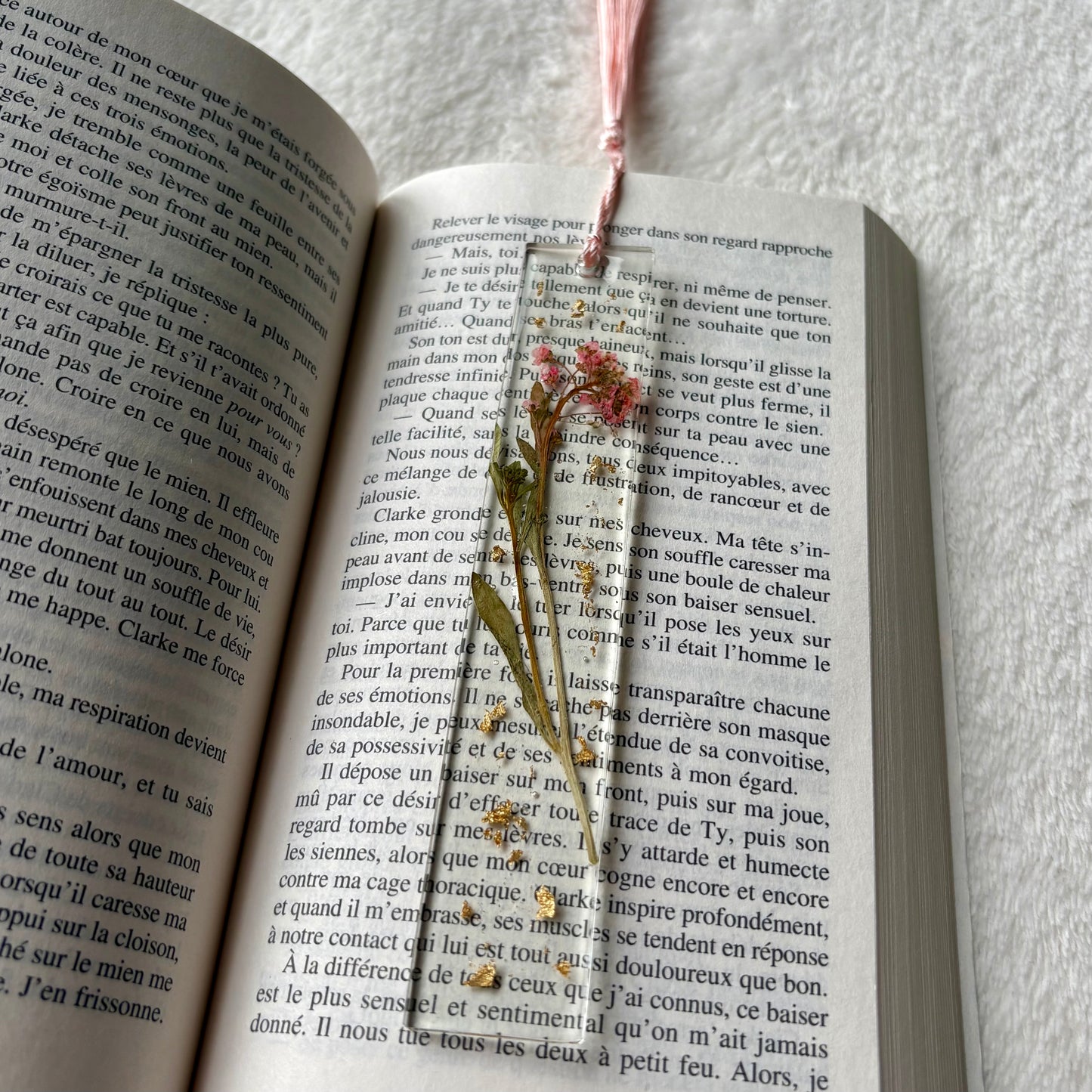 Marque page (rectangulaire - fin) - Bouquet rose