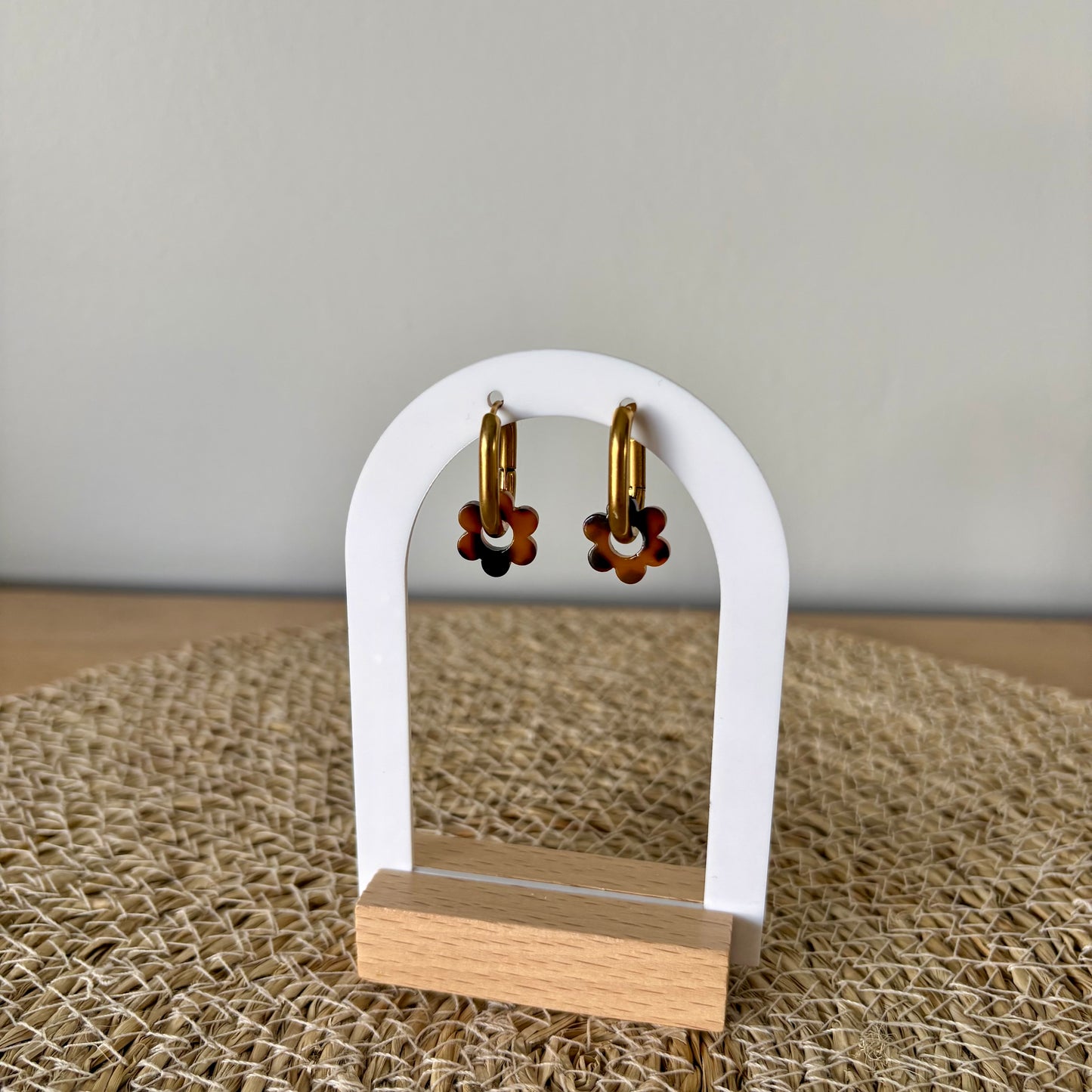 Boucles d’oreilles Minis Pivoines - Terrazzo marron