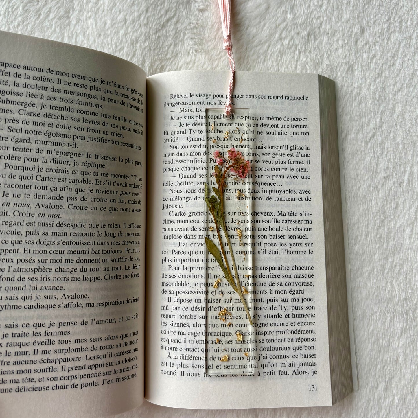 Marque page (rectangulaire - fin) - Bouquet rose