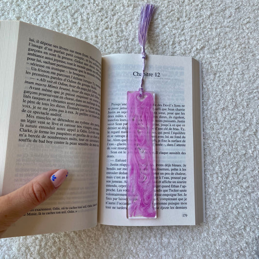 Marque page (rectangulaire - épais) - Marbre violet et blanc