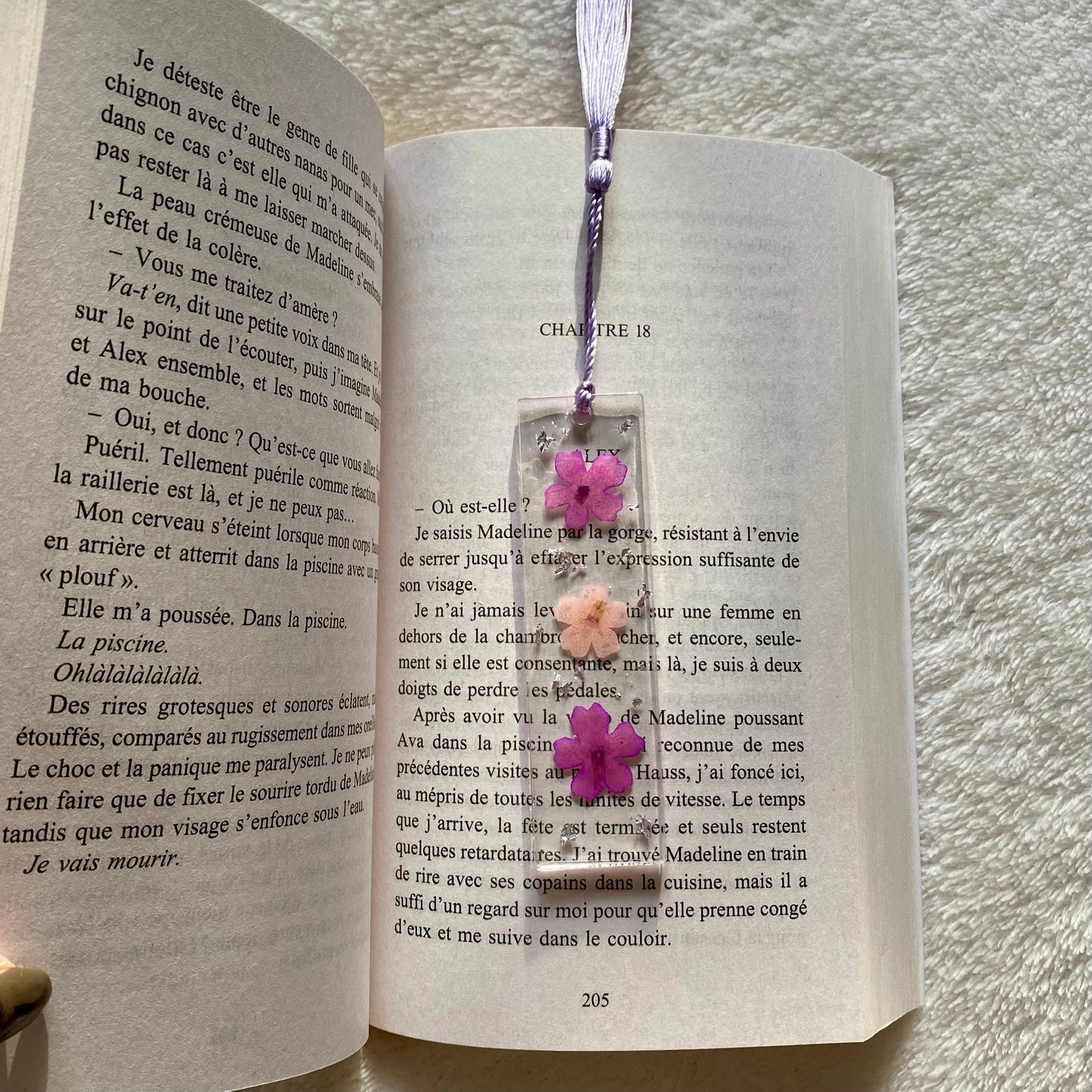 Marque page (mini) - Fleurs violettes et blanches