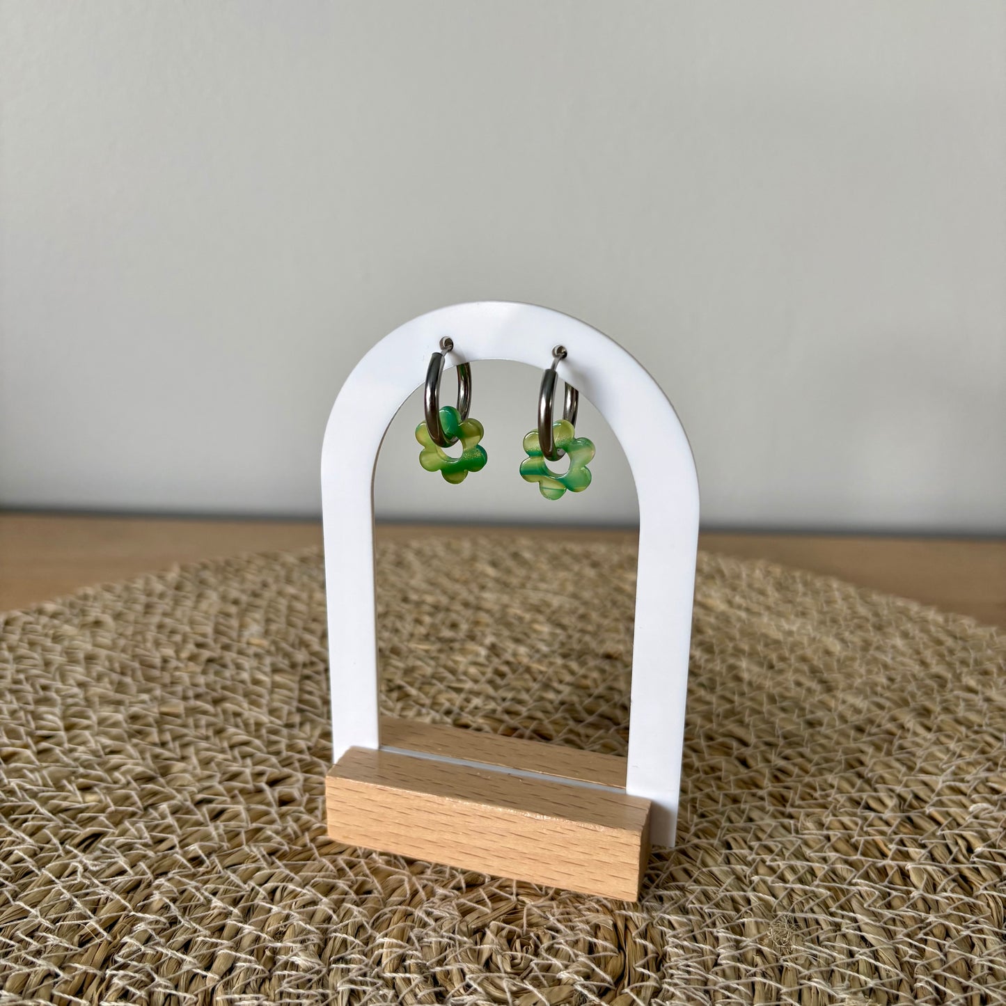 Boucles d’oreilles Minis Pivoines - Nuances verts