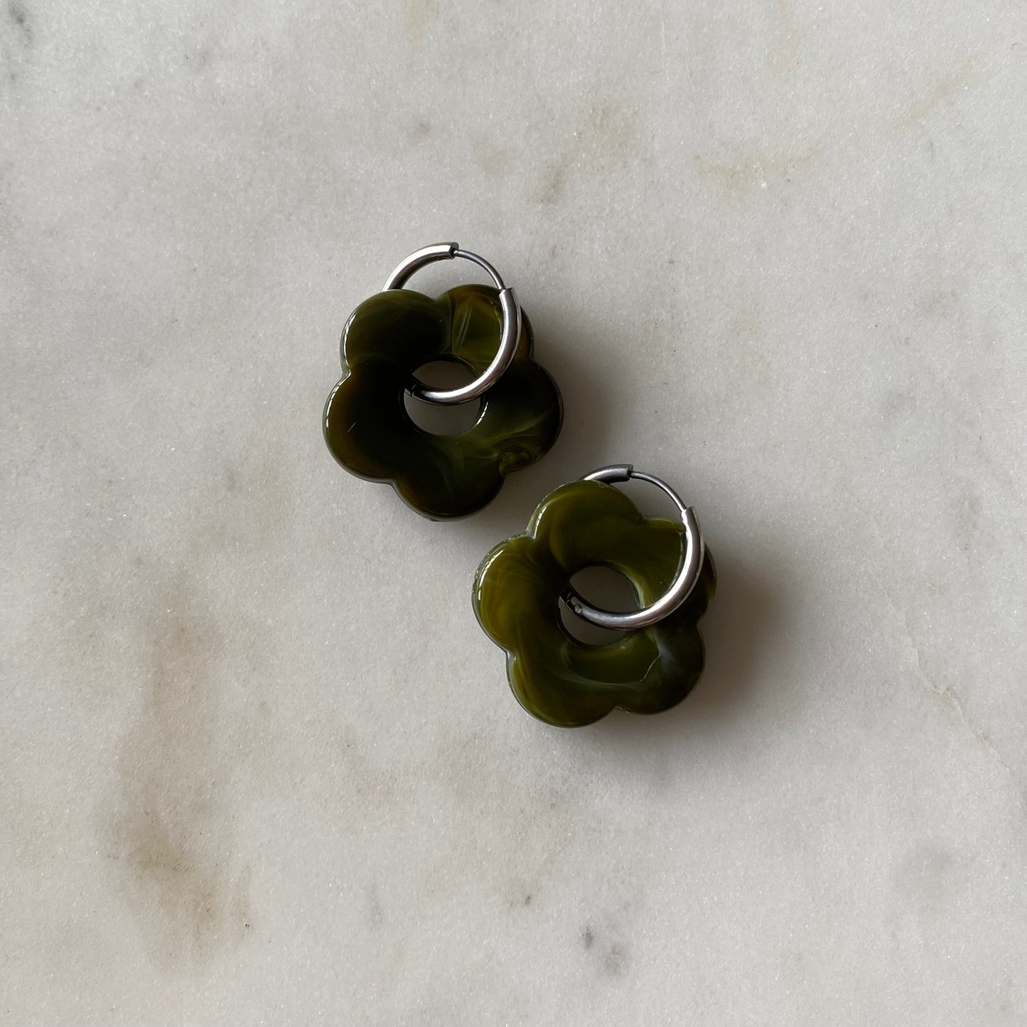 Boucles d’oreilles Rosa - Vert olive