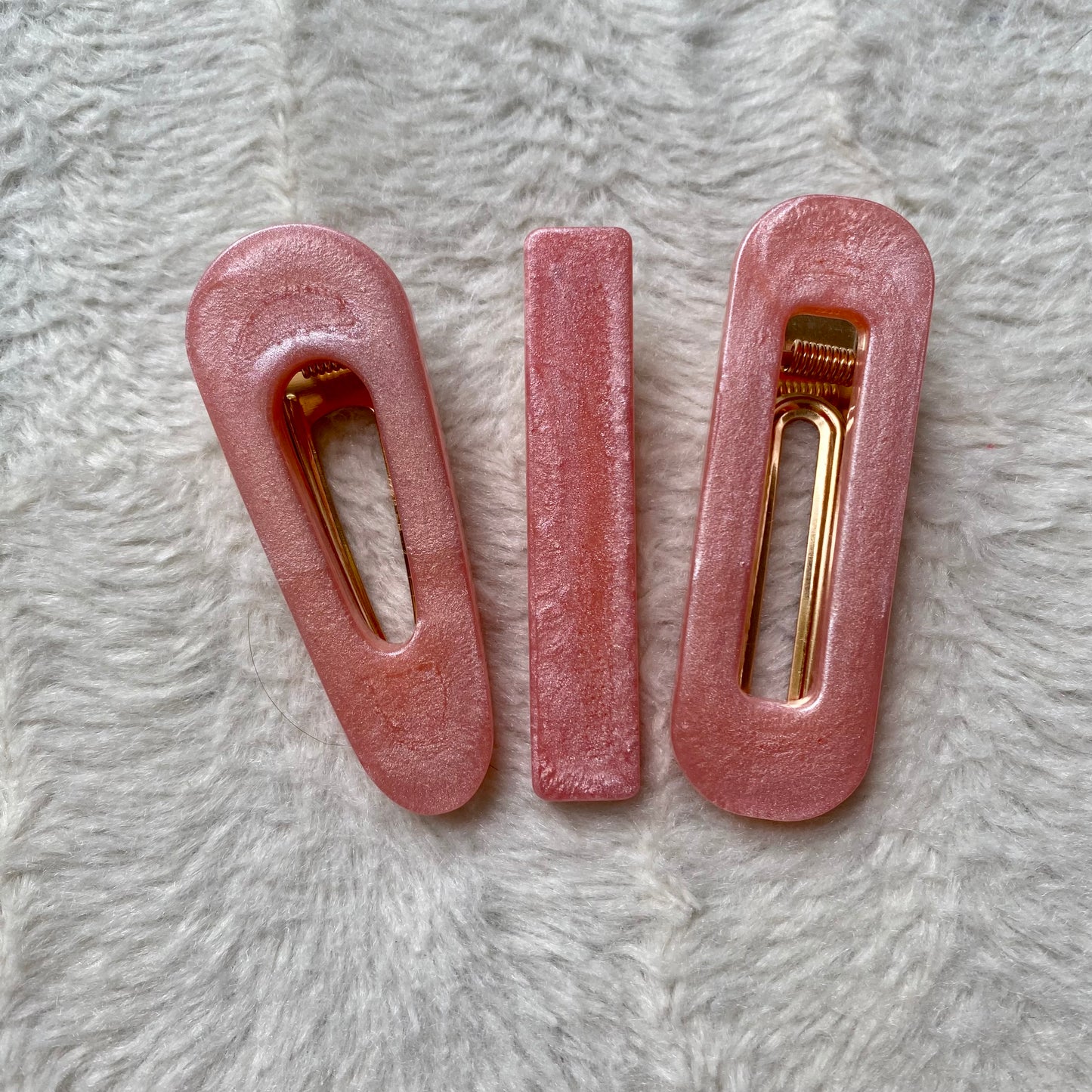 Barrettes rose nacré