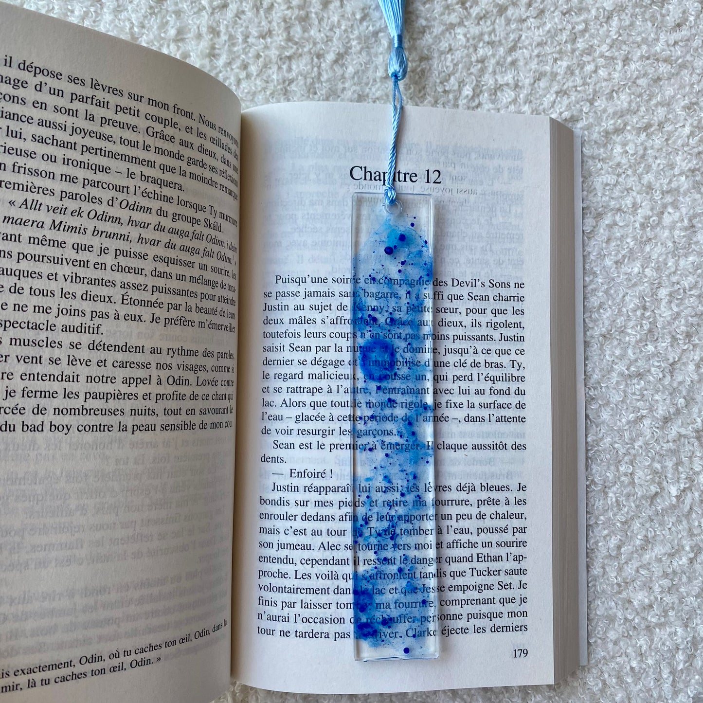 Marque page (rectangulaire - fin) - Marbre bleu