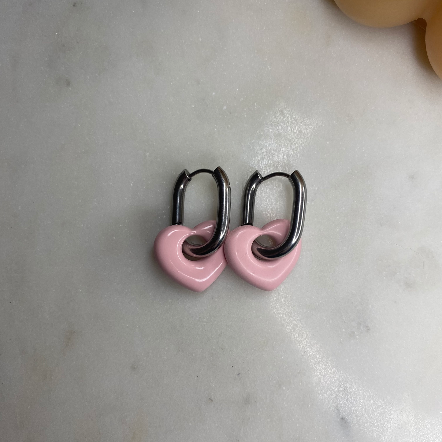 Boucles d'oreilles Coeur - Rose pâle