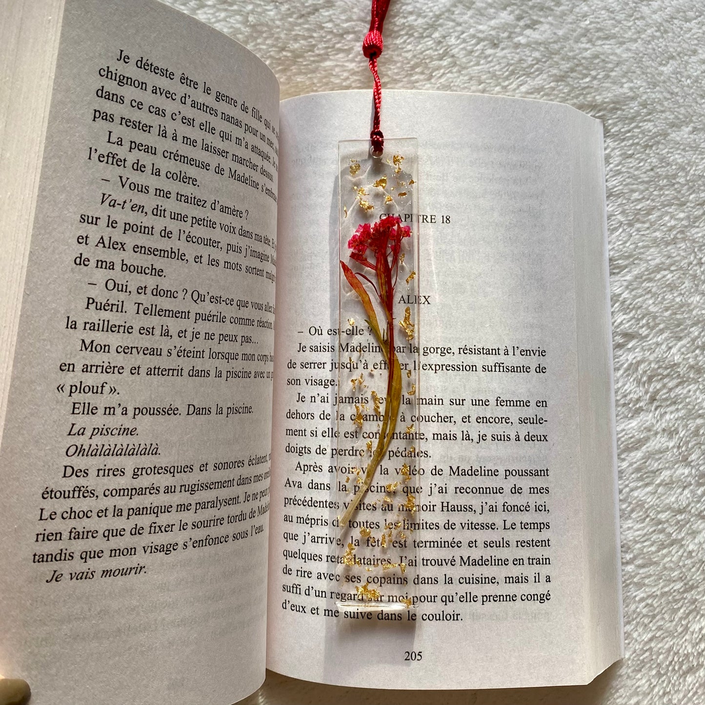 Marque page (rectangulaire - fin) - Bouquet rouge