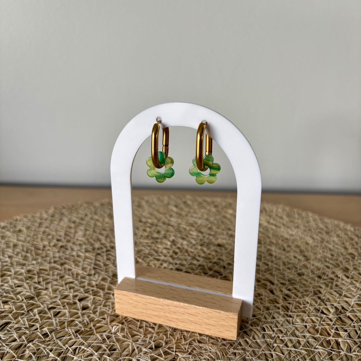Boucles d’oreilles Minis Pivoines - Nuances verts