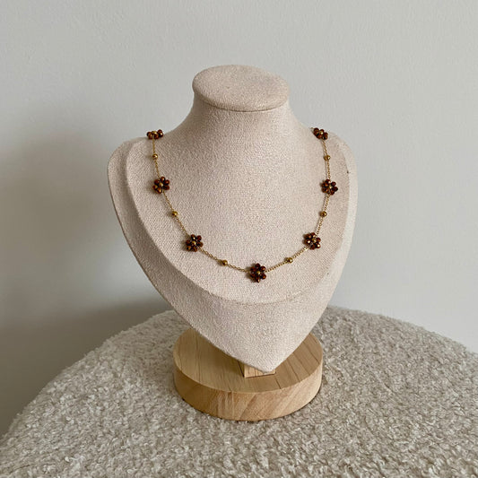 Collier Marguerite - Marron