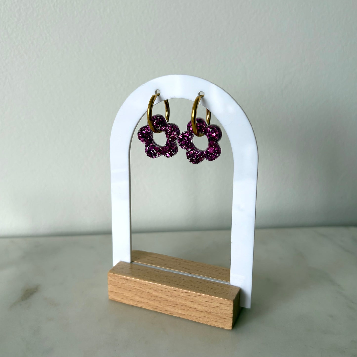Boucles d’oreilles Camélia - Cristaux violets
