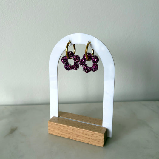 Boucles d’oreilles Camélia - Cristaux violets
