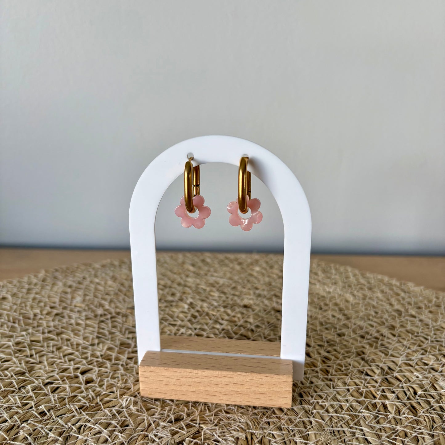 Boucles d’oreilles Minis Pivoines - Rose poudré