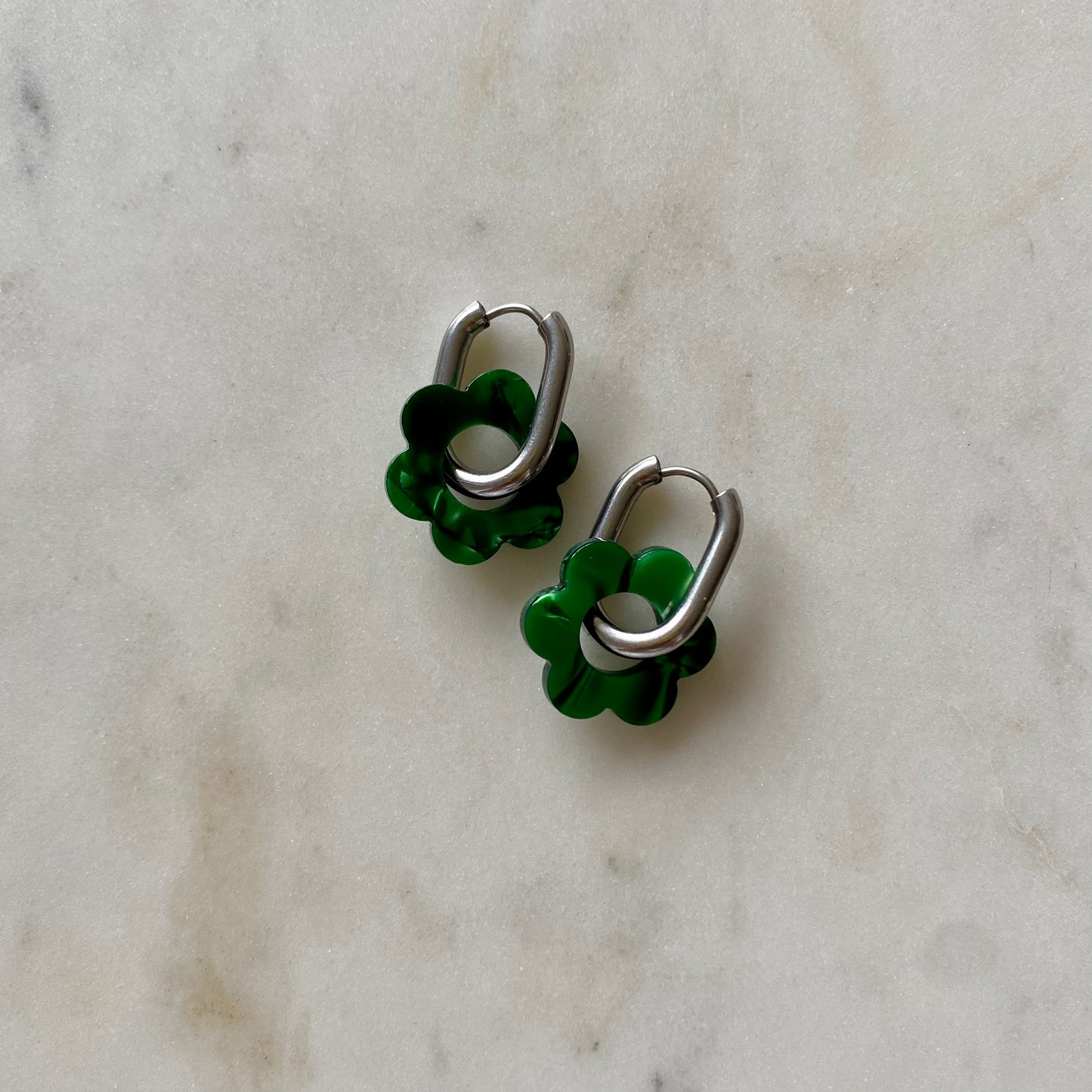 Boucles d’oreilles Pivoine - Vertes