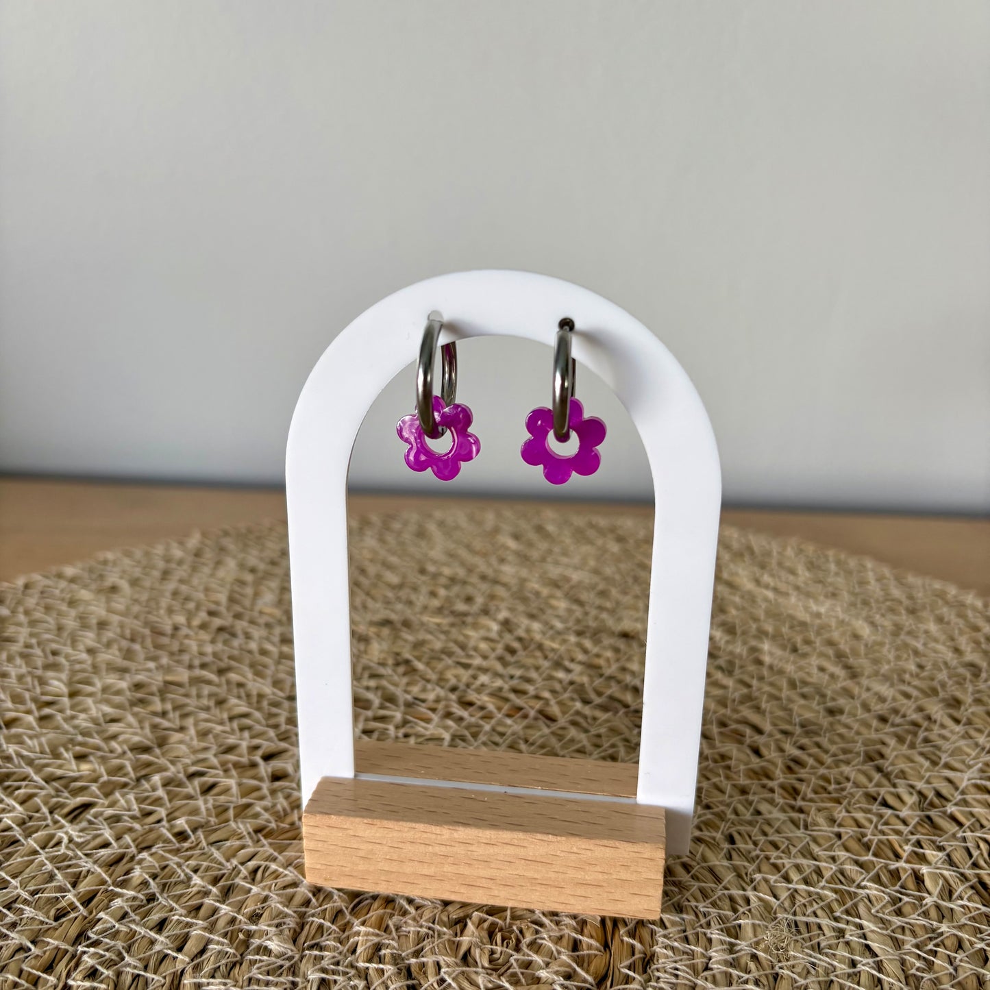 Boucles d’oreilles Minis Pivoines - Violettes