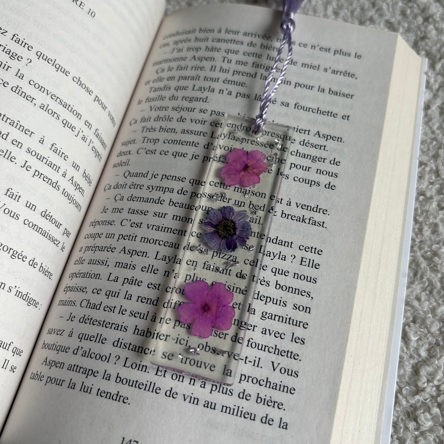 Marque page (mini) - Fleurs violettes