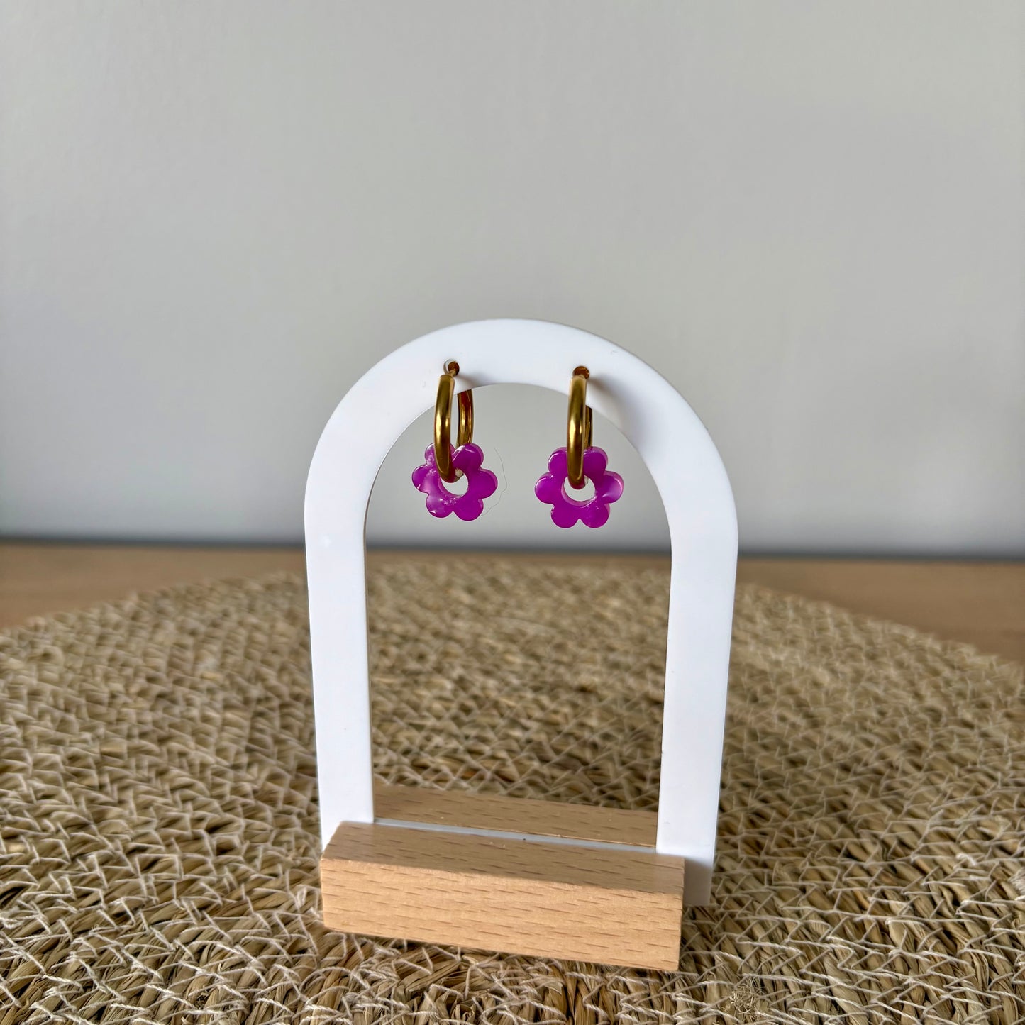 Boucles d’oreilles Minis Pivoines - Violettes