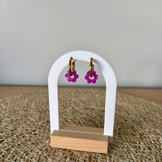 Boucles d’oreilles Minis Pivoines - Violettes