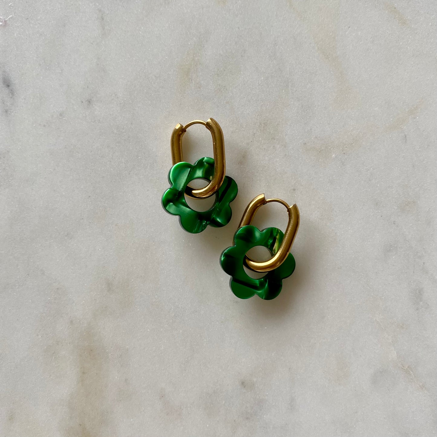 Boucles d’oreilles Pivoine - Vertes