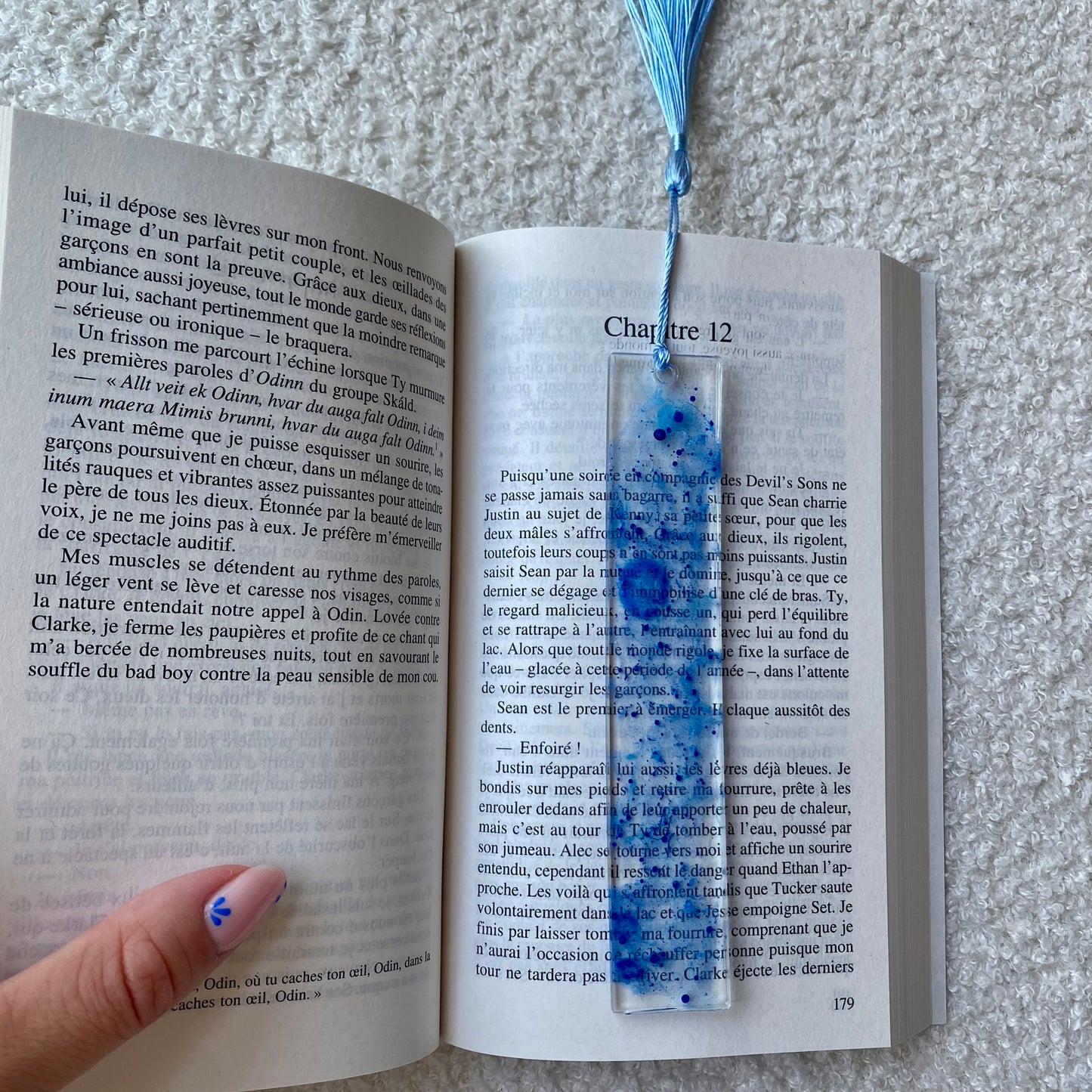 Marque page (rectangulaire - fin) - Marbre bleu