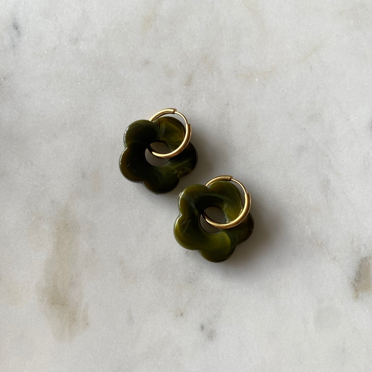 Boucles d’oreilles Rosa - Vert olive