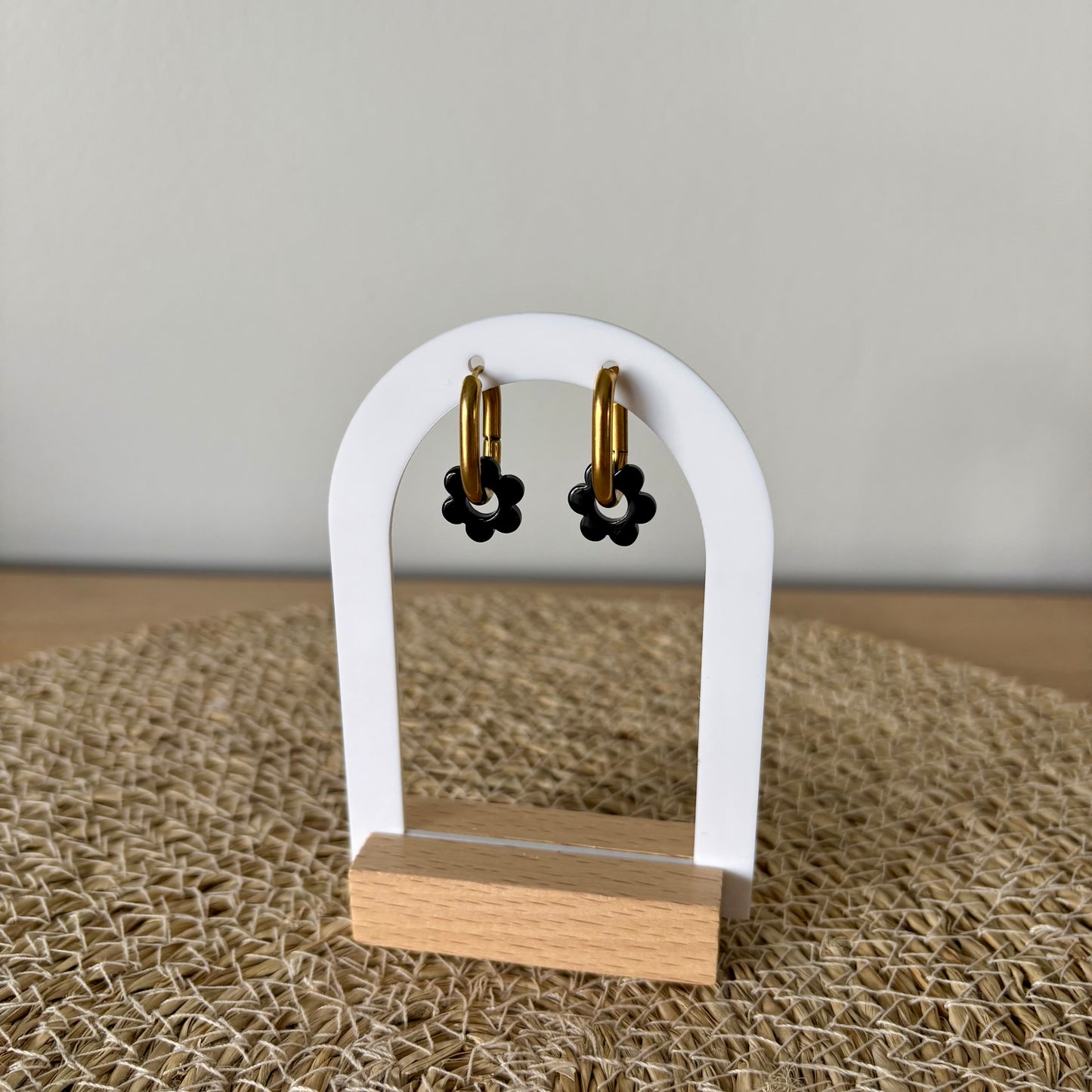 Boucles d’oreilles Minis Pivoines - Noires