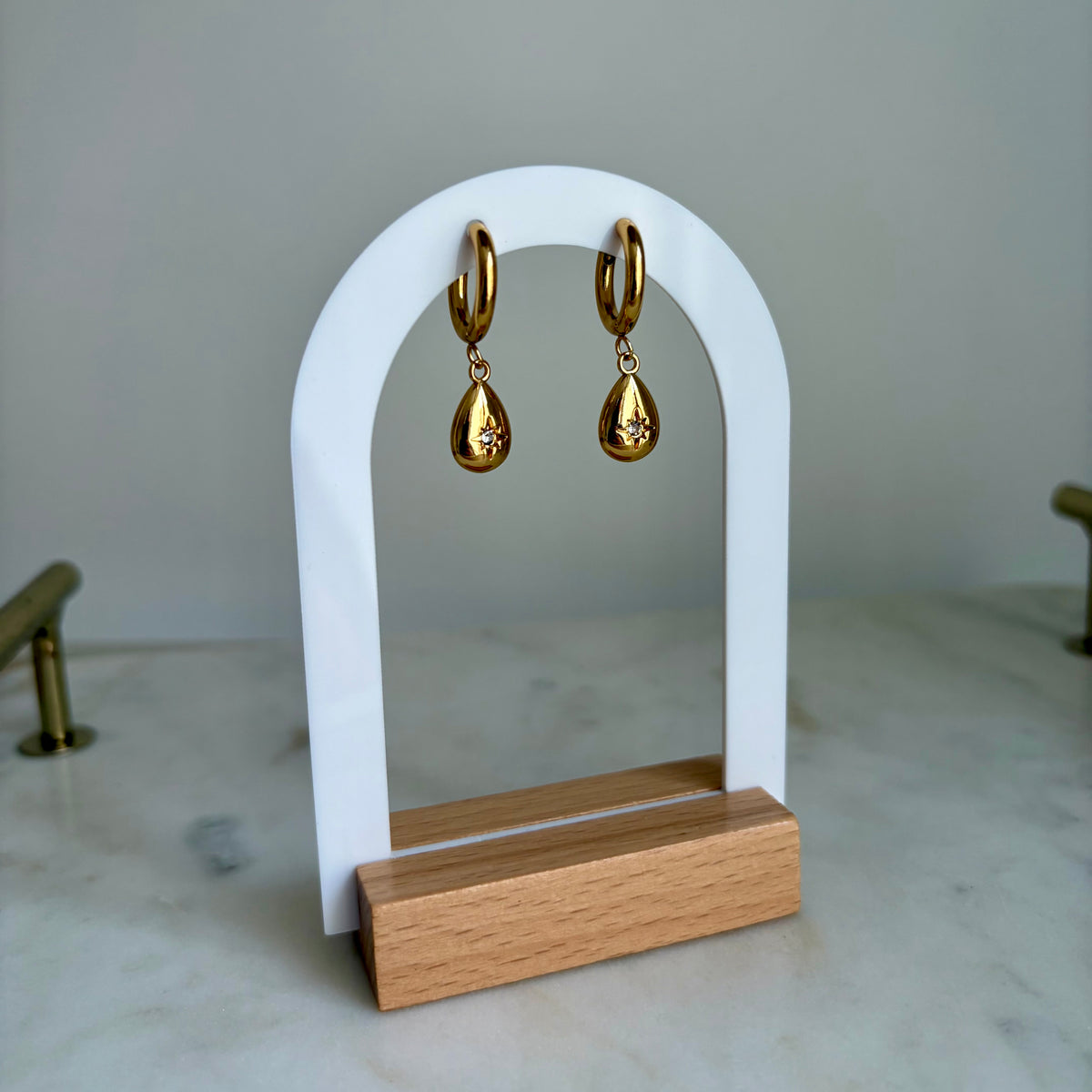 Boucles d’oreilles - Gouttes strass doré