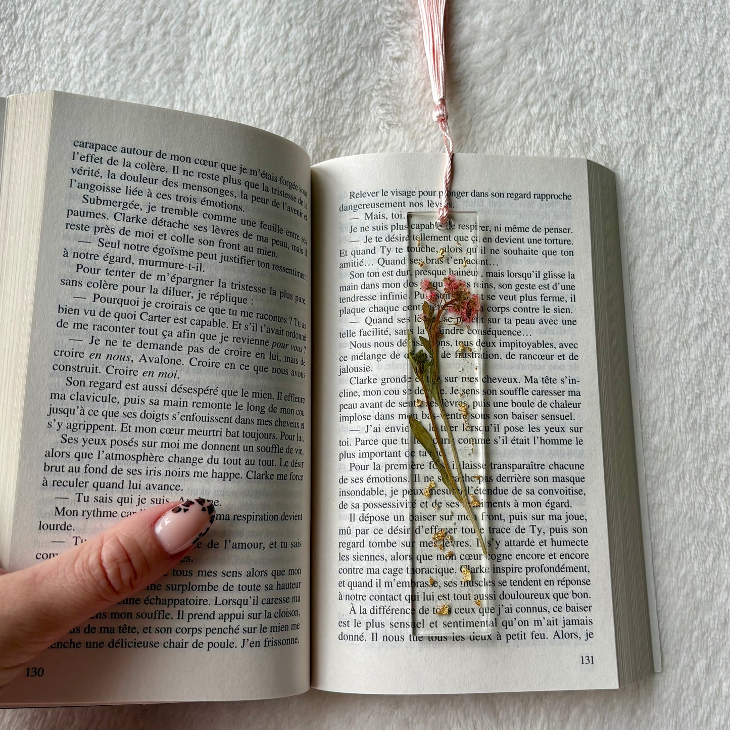 Marque page (rectangulaire - fin) - Bouquet rose